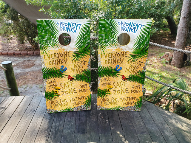 Beachy Drinking Game Cornhole Wraps