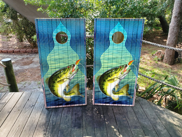 Colorful Fishing Cornhole Boards