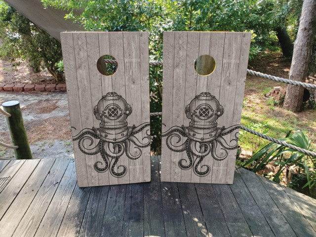 Nautical Octopus Diver Cornhole Boards