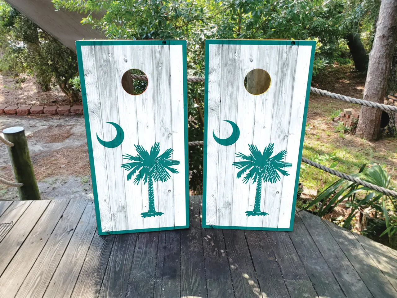 White Washed South Carolina Cornhole Boards - Design 3