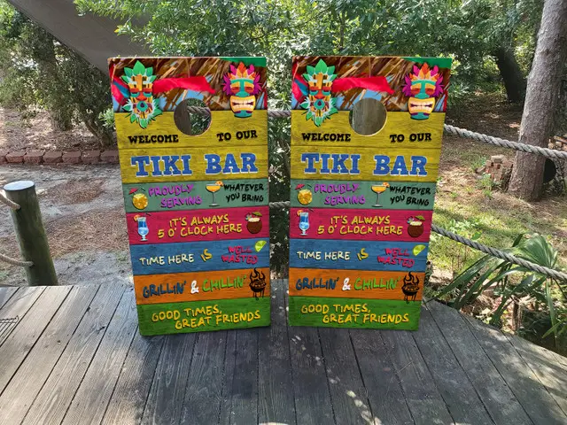 Tiki Bar Cornhole Boards